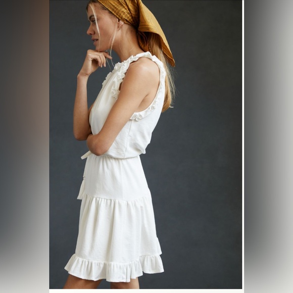 Sundays Ruffled Halter Mini Dress White size 1 Small - Picture 1 of 9